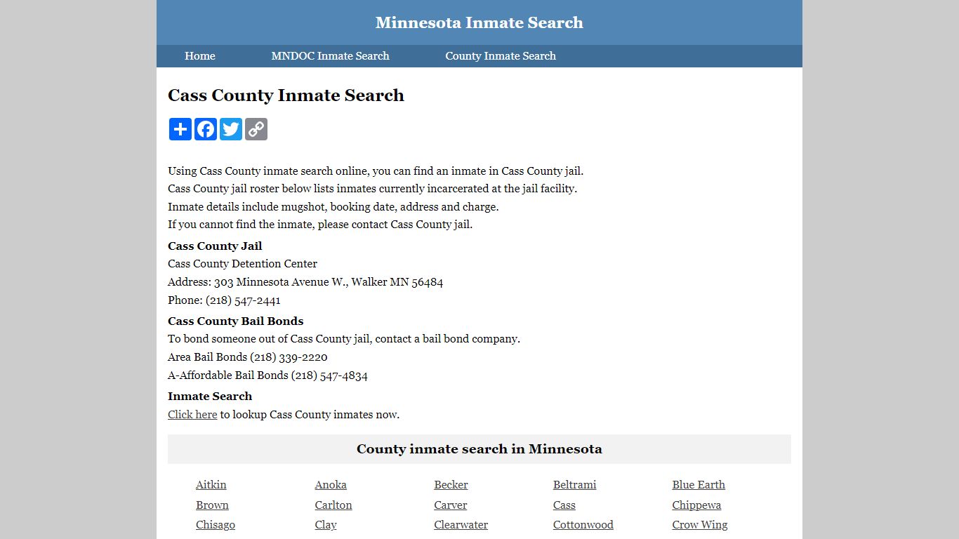 Cass County Inmate Search